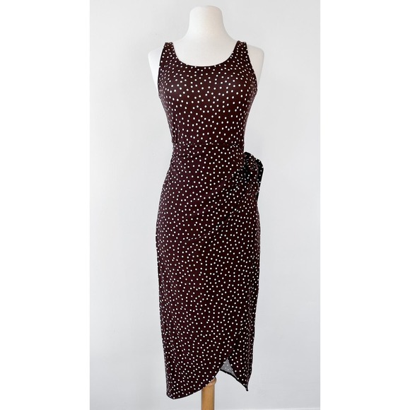 Reformation Brown Polka Dot Midi Dress - Picture 4 of 6